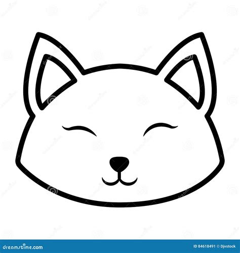 Face Cat Clossed Eyes Outline Stock Illustration - Illustration of animal, mammal: 84618491