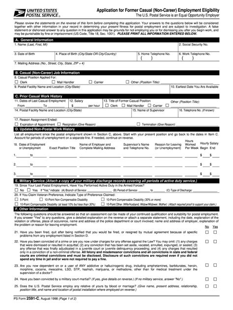 Usps Form Application Employment Fill Online Printable Fillable