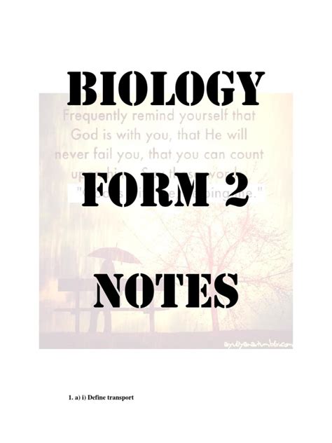 Biology Form 2 Notes Pdf