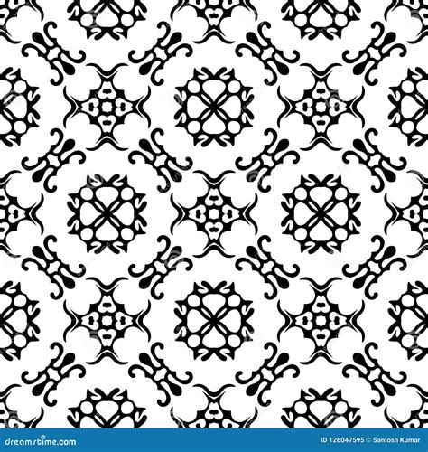 Seamless Pattern Black And White Stock Vector Illustration Of