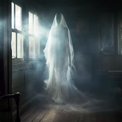 Premium Ai Image Ethereal Translucent Ghost In A Haunted House