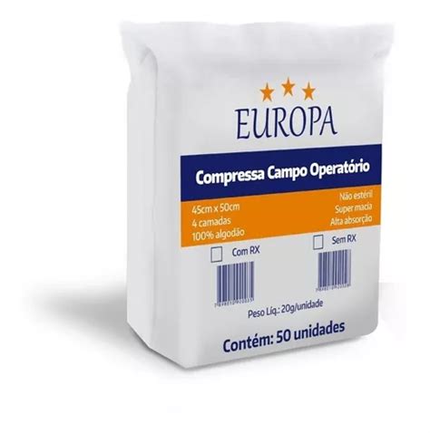 Compressa Cirurgica Campo Operatório 45x50 C 50 Un Europa MercadoLivre