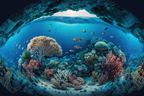 Vista Panor Mica Del Ecosistema Vibrante Del Arrecife De Coral Y Sus