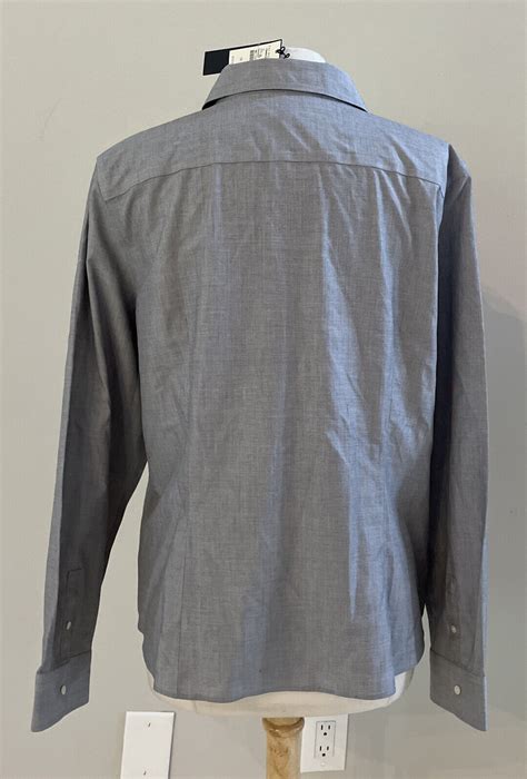 NWT TALBOTS 100 Cotton Wrinkle Resistant Gray Shirt Long Sleeve Size