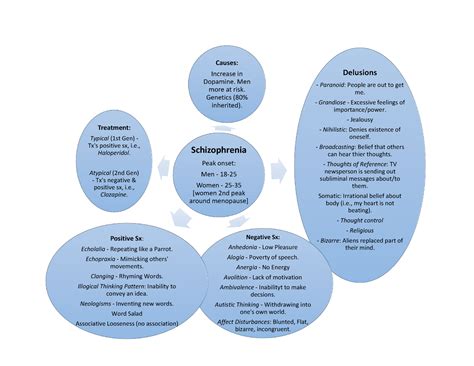 Schizophrenia Concept Map Schizophrenia Peak Onset Men Women