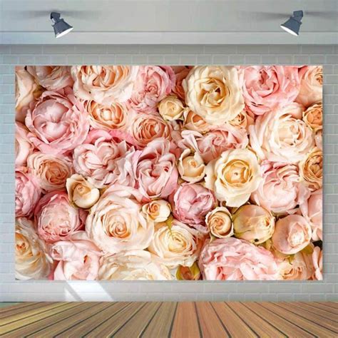 Style 25 Mince Vinyle 90X60cm Mur De Fleurs Roses Fond De Photo Mariage