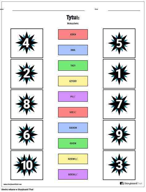 Arkusz Dopasowywania Liczb Storyboard Por Pl Examples
