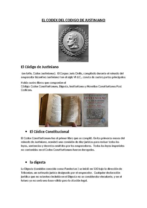 El Codex Del Codigo De Justiniano El Codex Del Codigo De Justiniano