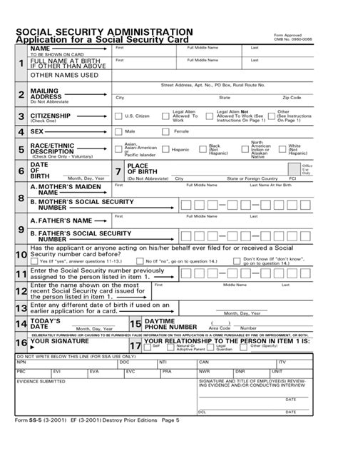 Social Security Application Form Free Templates In Pdf Word Excel