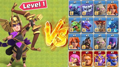 Level Archer Queen Vs All Max Troops Clash Of Clans Youtube