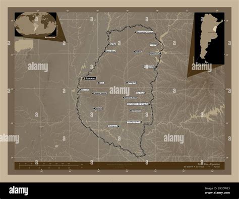 Entre Ríos provincia argentina Mapa de altura coloreado en tonos