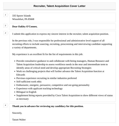 Recruiter Talent Acquisition Cover Letter Velvet Jobs