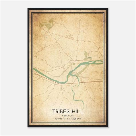 Vintage Tribes Hill New York Map Poster, Tribes Hill NY City Road Wall