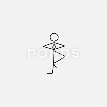 Stick Figure Man Standing On A Leg And Concentrate Royalty Free 77089674