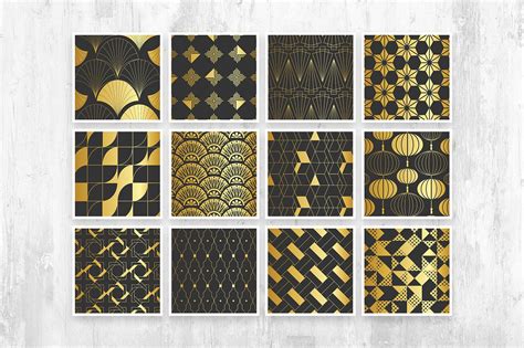 Asian Deco Seamless Art Deco Patterns Collection Design Cuts