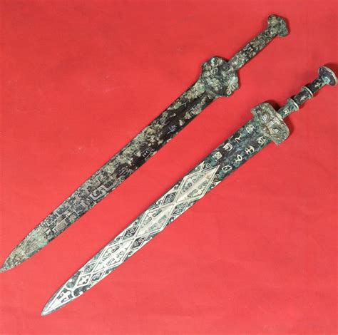 Antique（2）ancient Chinese Bronze Sword Silver Lettering Decorative