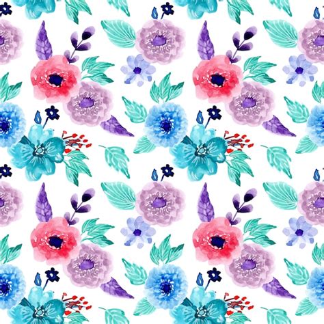 Premium Vector Pretty Seamless Pattern With Watercolor Flower