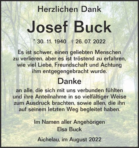 Traueranzeigen von Josef Buck Südwest Presse Trauer