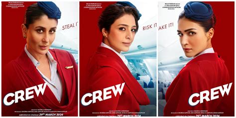 Kareena Tabu Kriti Sanon Look Stylish In Air Hostess Avatars In Crew First Look Posters