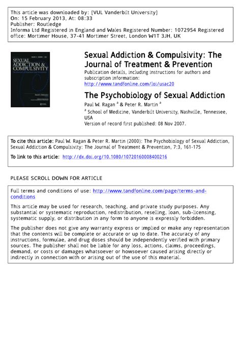 Pdf The Psychobiology Of Sexual Addiction