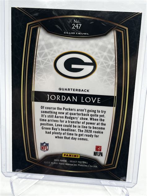 Jordan Love Rookie Card Rc Panini Select Green Bay Packers Ebay