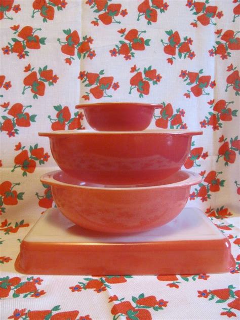 Pyrex Flamingo Pink Desert Dawn Mixing Bowls Casseroles Etsy Pyrex