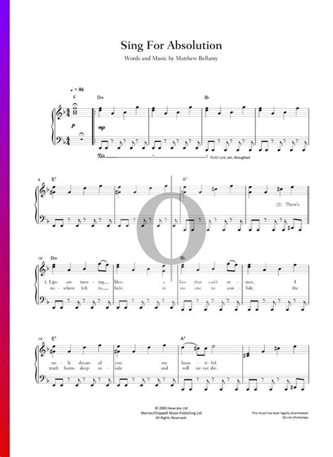 Sing For Absolution Muse Piano Sheet Music Oktav