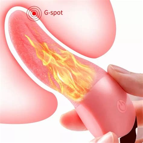 HEAT RECHARGEABLE CLIT LICKING TONGUE VIBRATOR ORAL SEX G SPOT WOMEN COUPLE TOYS EUR