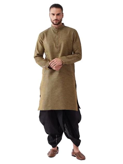 Buy Vastramay Mens Black Silk Blend Kurta And Dhoti Set Online At Best