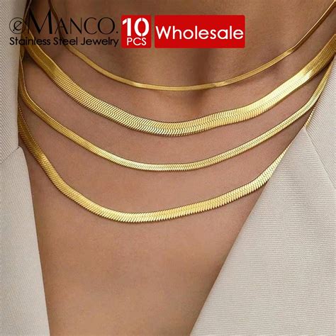 Emanco Pcs Unisex Snake Chain For Women Necklace Choker Stainless