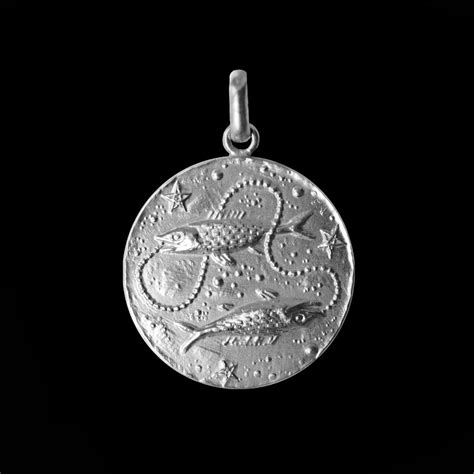 Médaille Signe du Zodiaque argent 925 Les Poissons 1 Paris