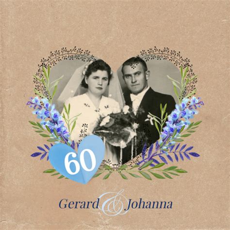 Jubileumkaart 60 Jaar Getrouwd Met Trouwfoto Gouden 57 OFF