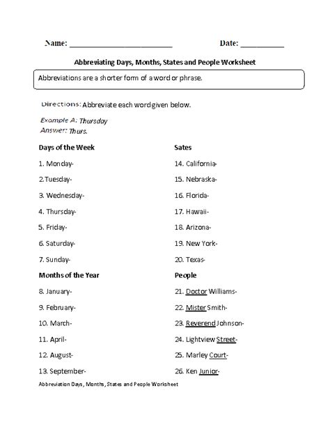 Abbreviation Worksheet For Grade 2 20604 Hot Sex Picture