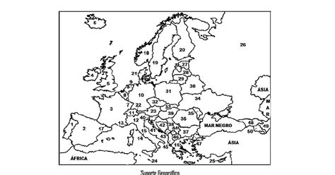 Mapa Numerado Do Continente Europeu Para Colorir Suporte Geogr Fico