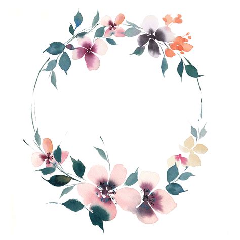 Romantic Watercolor Floral Wreath Floral Wreath Watercolor