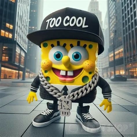 Too Cool Spongebob Gangster Swag Digital Art