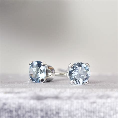 Aquamarine Stud Earrings Silver Stud Earrings