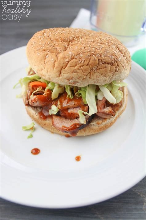 Quick BBQ Pork Sandwiches with Homemade Sauce & Slaw - Yummy Healthy Easy