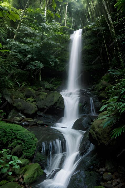 Premium Photo | A waterfall in a rainforest