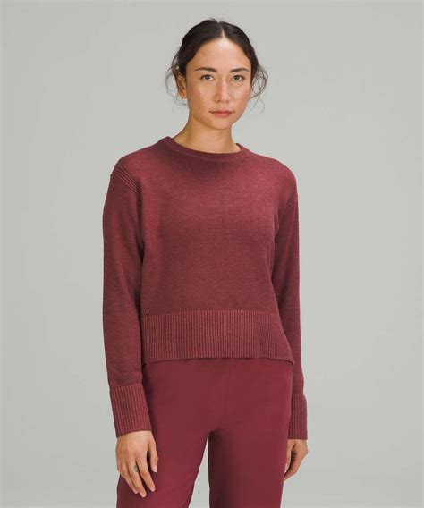 Lululemon Cashlu Boxy Crewneck Sweater Heathered Mulled Wine Lulu