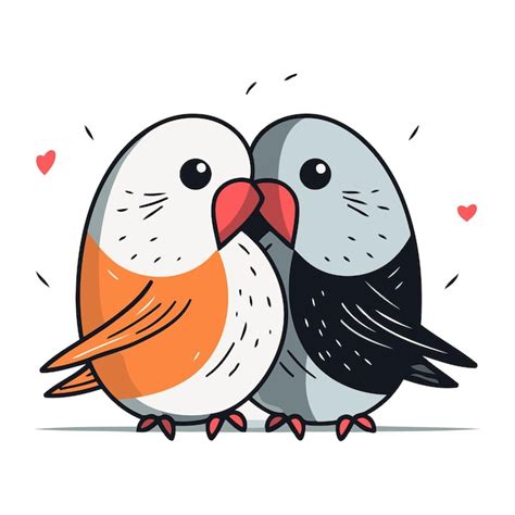 Una Linda Pareja De P Jaros Enamorados Ilustraci N Vectorial En Estilo