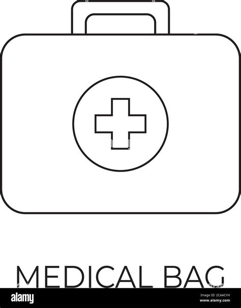 Simple First Aid Kit Line Icon Stroke Pictogram Medical Bag Icon