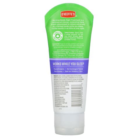 O Keeffe S Working Hands Night Treatment Hand Cream 3 0 Oz 85 G Iherb