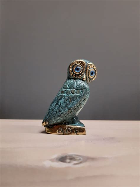 Athenas Symbol Owl Bird Bronze Sculpture Greek Roman Mythology Handmade ...