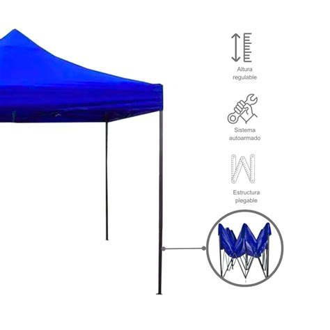 Gazebo Plegable X Para Playa O Jard N Autoarmable Color Azul Clemur