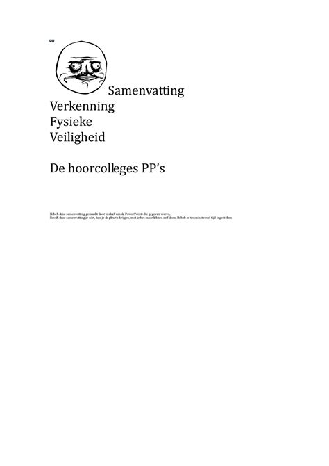 Samenvatting Verkenning Fysieke Veiligheid Samenvatting Verkenning