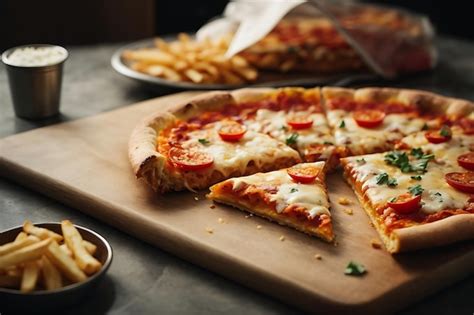 Premium Photo Slice Of Pizza And Bag Of French Fries