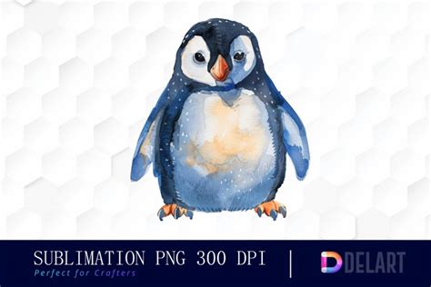 Cute Penguin Watercolor Clipart