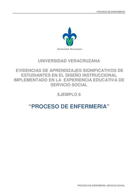 PDF PROCESO DE ENFERMERIA Universidad Veracruzana PDF