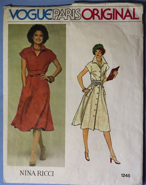 Vogue 1245 Misses Skirt Dress Pattern Vintage 1980s Nina Ricci Dress